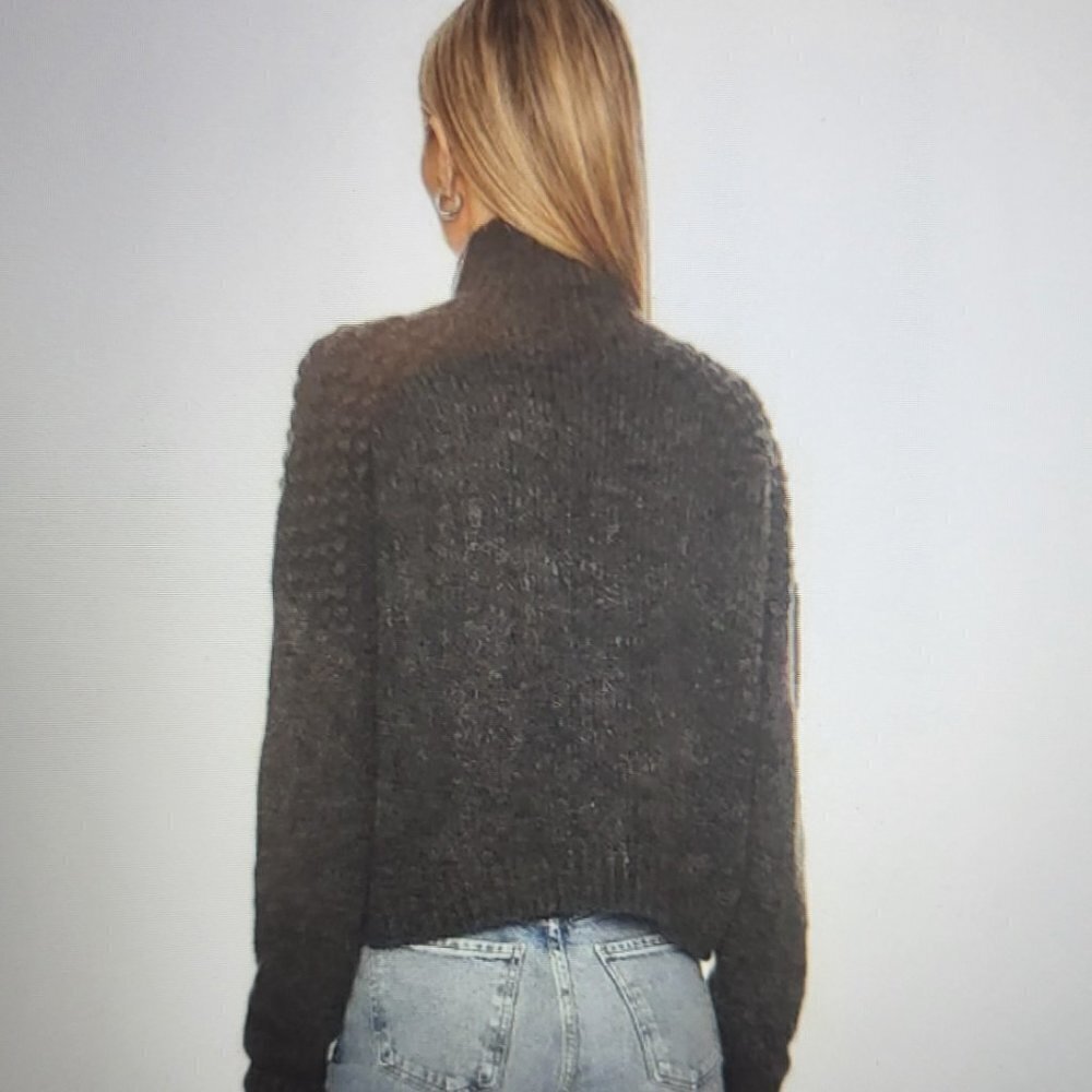 NWOT Free People Women's Bradley Charcoal Heather Knitted Pullover Sweater Sz M - Picture 2 of 11